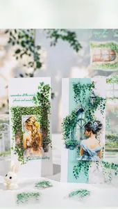 Detailed application of PET decorative tape with vintage vines and character illustrations