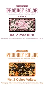 Detailansicht der Retro-Stempelkissen in den Farben Rose Dust und Ockergelb