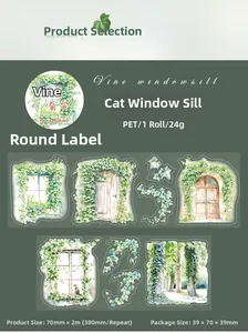 Detail view of cat on windowsill PET decorative tape with 70mm width and 2m length