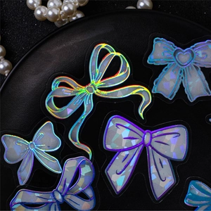 Autocollants nœuds holographiques laser pour scrapbooking avec perles décoratives