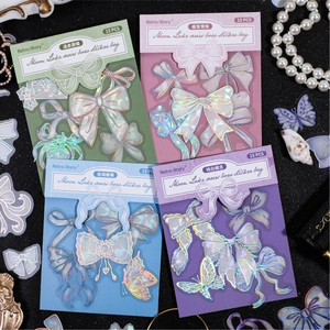 Pack de 15 autocollants nœuds laser Retro Moon Lake pour scrapbooking en quatre styles