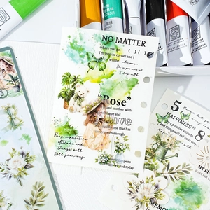 Aquarell Aufkleber-Set mit Blumen und Mädchen für Scrapbooking und Kunstkarten