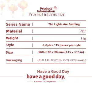 Especificaciones de pegatinas de PET con efecto nácar, paquete de 15 piezas decorativas
