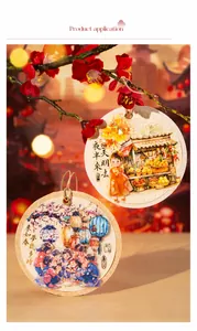 Detalle de pegatinas de Año Nuevo Chino con acabado láser y estilo artístico folclórico