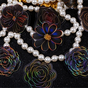 Vintage Night Flower stickers with holographic outlines for DIY scrapbooking decor