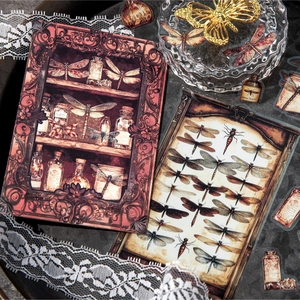 Vintage insect stickers with butterfly and dragonfly motifs for DIY scrapbooking