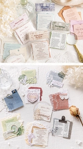Artistic detail of vintage paper scraps with English poetry and delicate lace textures