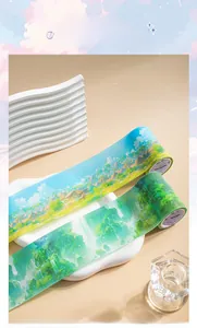 Détail du ruban adhésif PET avec motifs de paysages naturels et décors de jardinage