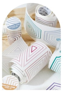 Macro shot of geometric frame washi tape designs for scrapbook journaling decoration