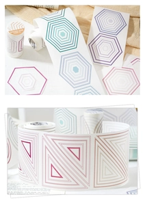 Detail view of Endless Zone geometric washi tape with hexagonal patterns for journaling