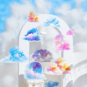 Dreamy Cloud Starry Sky PET Tape Flash Film Die Cut Decorative Tape For Journaling DIY Art Craft Scrapbooking Stationery