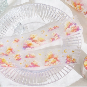 Sky Castle PET decorative tape with colorful cloud patterns and glitter for DIY journaling
