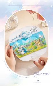 Détail d'un éventail décoratif avec ruban PET panoramique et autocollants floraux gaufrés