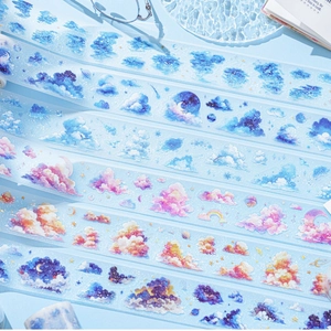 Sky Castle PET glitter tape with dreamlike cloud patterns for DIY scrapbooking decoration