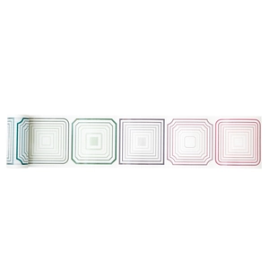 Retro geometric frame washi tape roll with colorful decorative borders for journaling