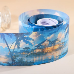 Ruban Décoratif en PET Beaux Paysages Finition Sable Brossé Illustration de Paysage Naturel Pour Scrapbooking DIY Journal Décor