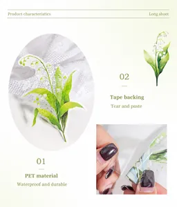 Détails des autocollants en PET imperméables motif muguet pour journaux DIY
