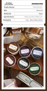 Détails du ruban washi vintage avec spécifications pour le scrapbooking et le journalisme