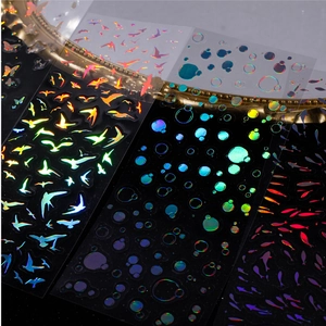 Holographic laser sticker set with birds and bubbles on PET material for journaling