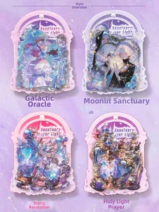 Macro detail of Sanctuary Prayer Light shell-light themed DIY sticker pack with four designs