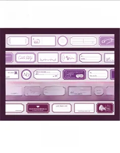 Détail de ruban washi vintage avec motifs floraux et papillons de couleur violette