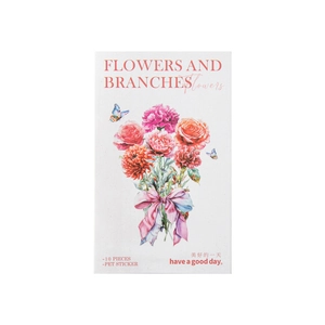PET flower stickers featuring long stems and pink carnations for DIY scrapbooking