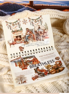 Details von PET-Klebeband mit Winterlandschaft für gemütliche Journal-Dekorationen