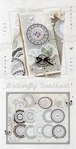 Macro detail of vintage Butterfly Contract lace stickers for journaling and DIY crafts