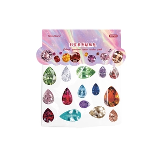 Retro Story PET colorful gemstone stickers set for scrapbooking decorations 30pcs
