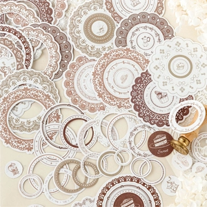 Vintage lace dream sticker pack for journaling with retro frames and dessert motifs
