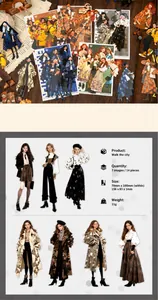 Detail of vintage fashion illustration stickers for journals with 7 female figure designs