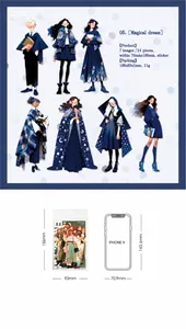 Detail of magic dream figure stickers with iPhone X for scale comparison size reference