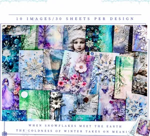 Χαρτί scrapbooking με θέμα το χειμώνα, χιονονιφάδες και καλλιτεχνικά μοτίβα