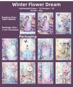 Λεπτομερής κατάλογος χαρτιού scrapbooking Winter Dream με νεράιδες και λουλούδια