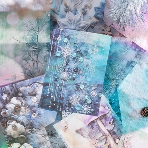 Carta da scrapbooking invernale sognante con fiocchi di neve e glitter per decorazioni DIY
