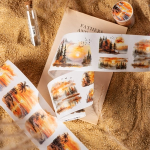 Sunset Afterglow series aesthetic watercolor landscape washi tape for DIY scrapbooking