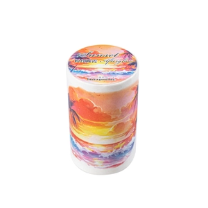 Sunset Afterglow series washi tape with coconut trees and sunset sky clouds patterns