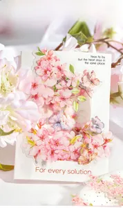 Detail of Pink Garden PET stickers featuring floral and butterfly designs for card DIY