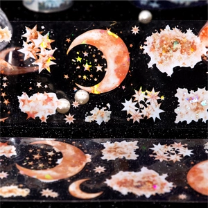 Ruban Décoratif PET Série Star Oath Estampage à l'Or Laser Thème Lune Étoilée Matériel pour Scrapbooking DIY Décor