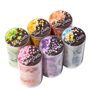 Set de rubans adhésifs PET décoratifs Star Oath avec six rouleaux aux motifs étoilés célestes