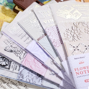 Retro Story Scrapbooking Material Pack Vintage Floral Butterfly Pattern Vellum Special Paper Embossed Hot Stamping Decor