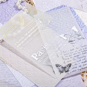 Retro vintage collage stickers with gold foil floral patterns and butterflies for journaling