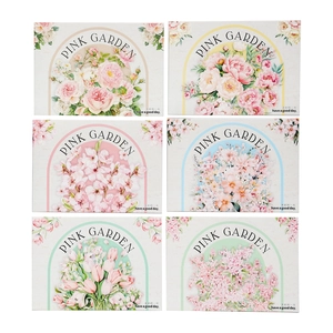 Pink garden floral PET stickers 30-piece set with elegant arch designs for scrapbooking