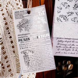 Retro floral collage material paper with vintage French text and rose illustrations