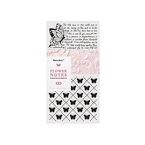 Retro Story Flower Notes butterfly scrapbook paper with vintage textures and embossed cardstock