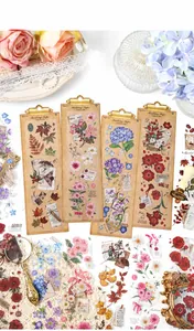 Detail of vintage flower masking tape with floral patterns for DIY scrapbooking craft