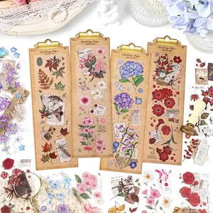 Vintage floral PET masking tape set with woods theme for DIY journaling and scrapbooking