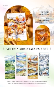 Detailed view of forest scenery PET stickers featuring seasonal mountains and landscapes