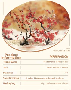Detail specifications of floral PET stickers showing vintage branch patterns for journaling