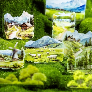 Transparent PET Landscape Stickers Nature Forest Mountain Series Waterproof Decorative Decals For Scrapbooking Journaling DIY Arts Crafts